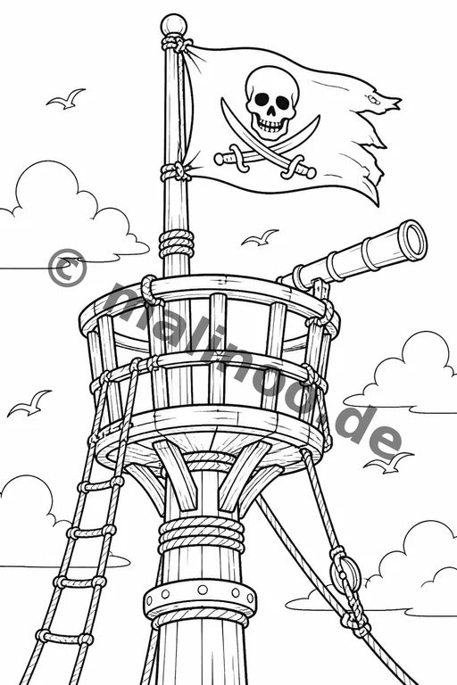 Piraten Malbuch 20 Ausmalbilder gedruckt+lose – Vorschaubild 6