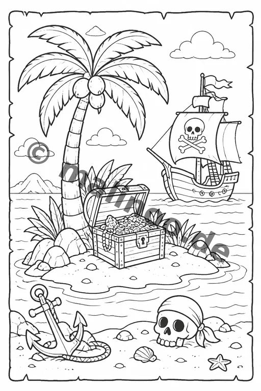 Piraten Malbuch 20 Ausmalbilder gedruckt+lose – Vorschaubild 9