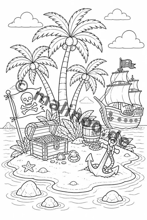 Piraten Malbuch 20 Ausmalbilder gedruckt+lose – Vorschaubild 9