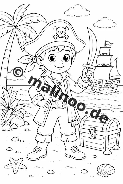 Piraten Malbuch 50 Ausmalbilder PDF Download digital – Vorschaubild 2