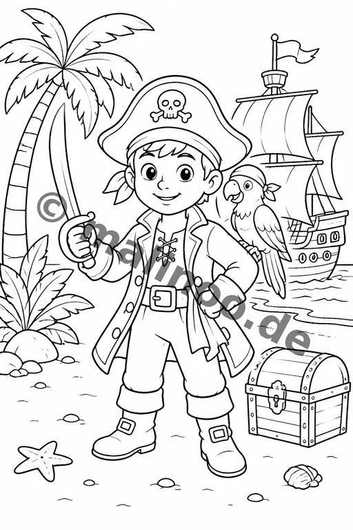 Piraten Malbuch 50 Ausmalbilder PDF Download – Vorschaubild 2