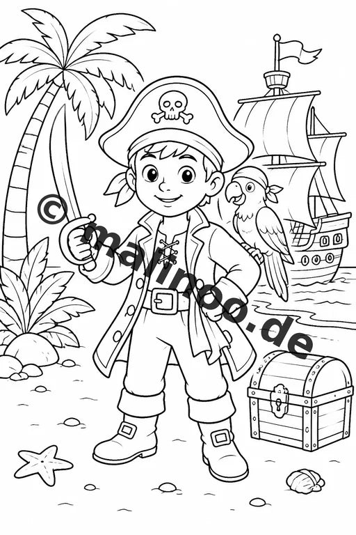 Piraten Malbuch 50 Ausmalbilder PDF Download digital – Vorschaubild 2