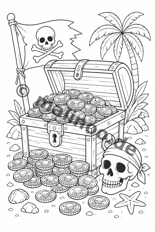 Piraten Malbuch 50 Ausmalbilder gedruckt+gebunden – Vorschaubild 7