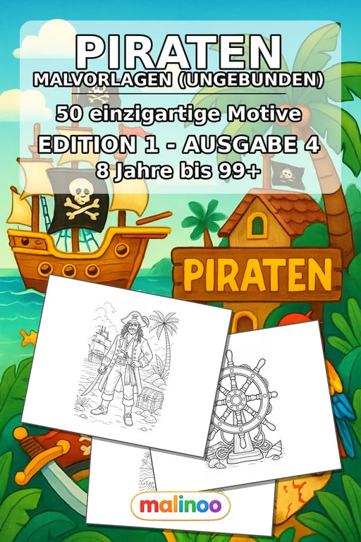 Piraten Malbuch 50 Ausmalbilder gedruckt+lose – Cover