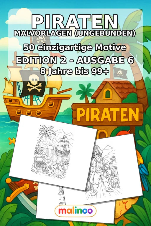 Piraten Malbuch 50 Ausmalbilder gedruckt+lose – Cover