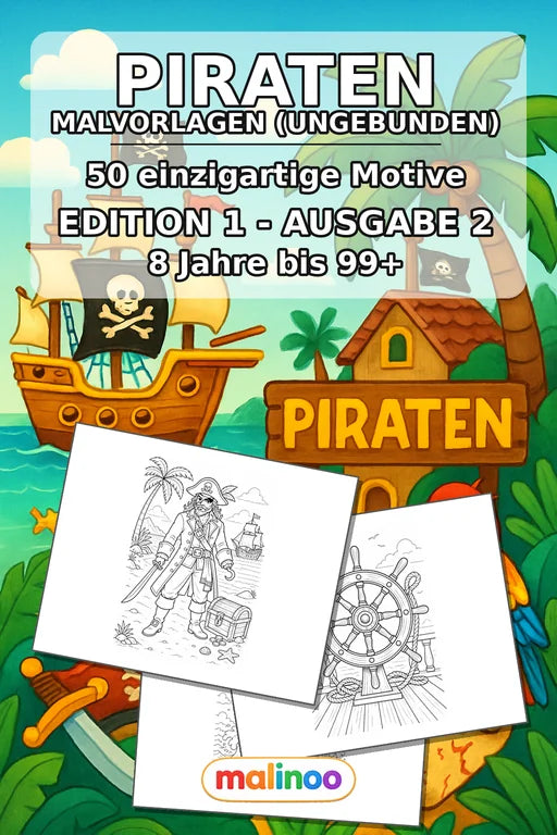Piraten Malbuch 50 Ausmalbilder gedruckt+lose – Cover