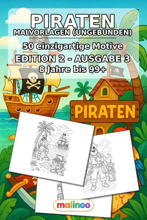 Piraten Malbuch 50 Ausmalbilder gedruckt+lose – Cover