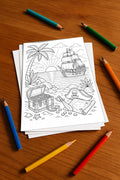 Piraten Malbuch 50 Ausmalbilder gedruckt+lose – Mockup-Ansicht
