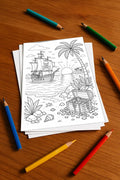 Piraten Malbuch 50 Ausmalbilder gedruckt+lose – Mockup-Ansicht