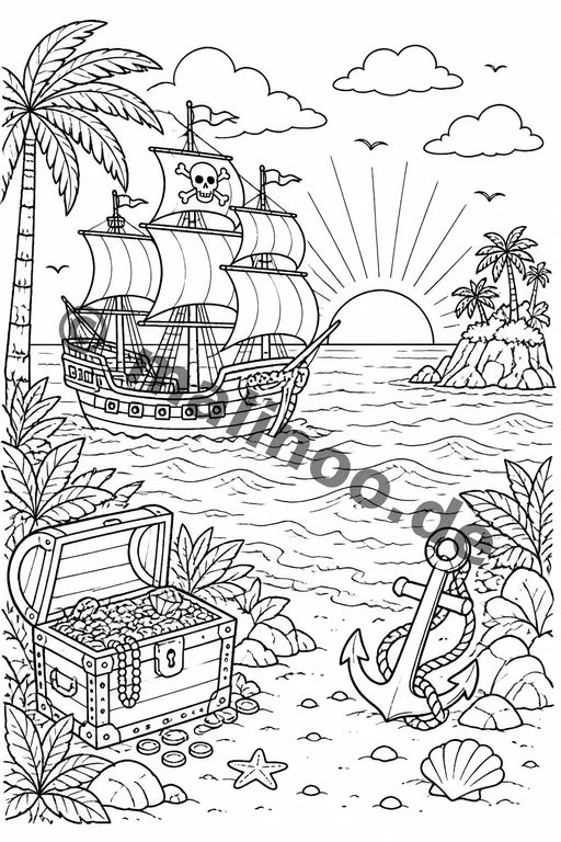 Piraten Malbuch 50 Ausmalbilder gedruckt+lose – Vorschaubild 10