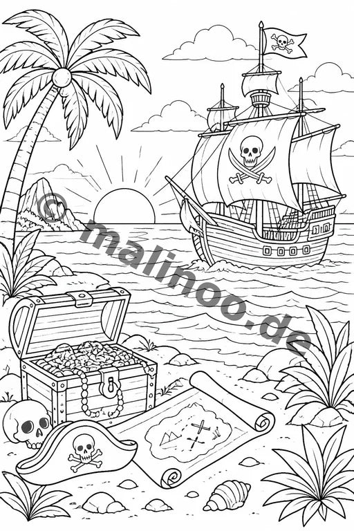 Piraten Malbuch 50 Ausmalbilder gedruckt+lose – Vorschaubild 10