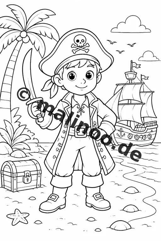Piraten Malbuch 50 Ausmalbilder gedruckt, ungebunden – Vorschaubild 2