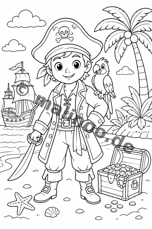Piraten Malbuch 50 Ausmalbilder gedruckt+lose – Vorschaubild 2