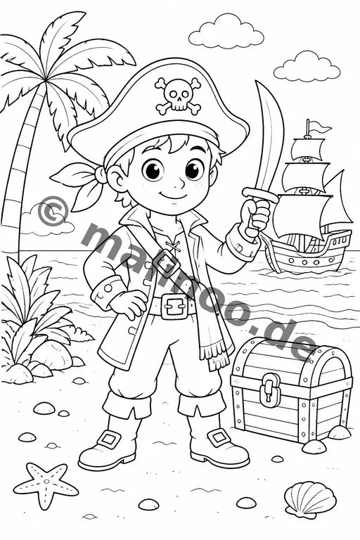 Piraten Malbuch 50 Ausmalbilder gedruckt+lose – Vorschaubild 2