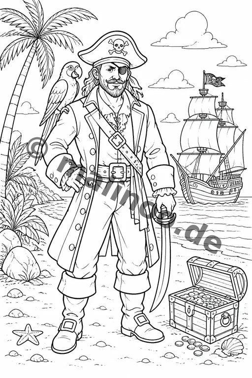 Piraten Malbuch 50 Ausmalbilder gedruckt+lose – Vorschaubild 3
