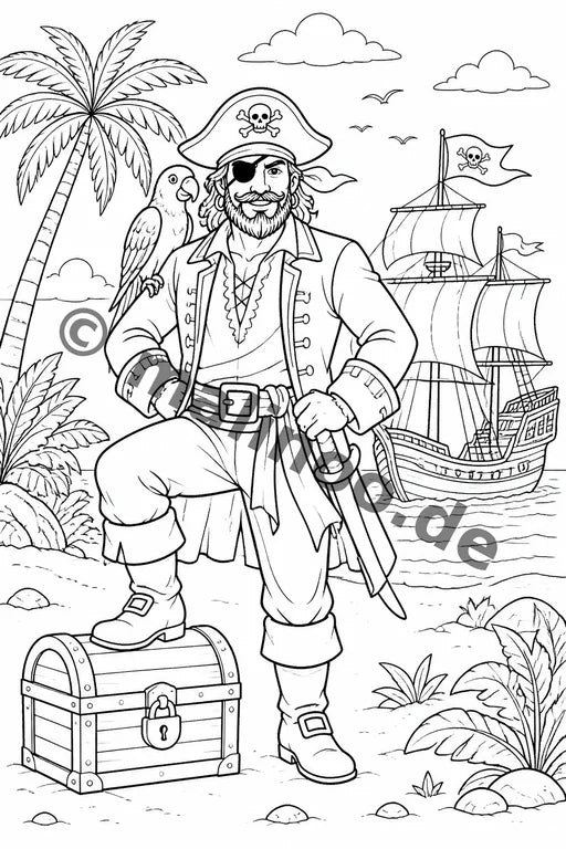 Piraten Malbuch 50 Ausmalbilder gedruckt+lose – Vorschaubild 3