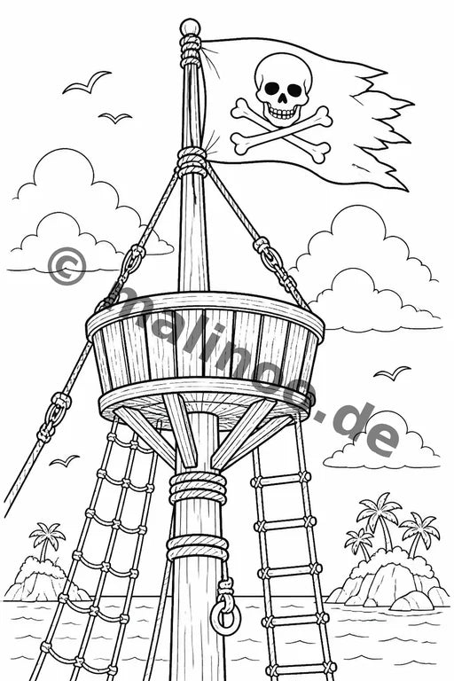 Piraten Malbuch 50 Ausmalbilder gedruckt+lose – Vorschaubild 6