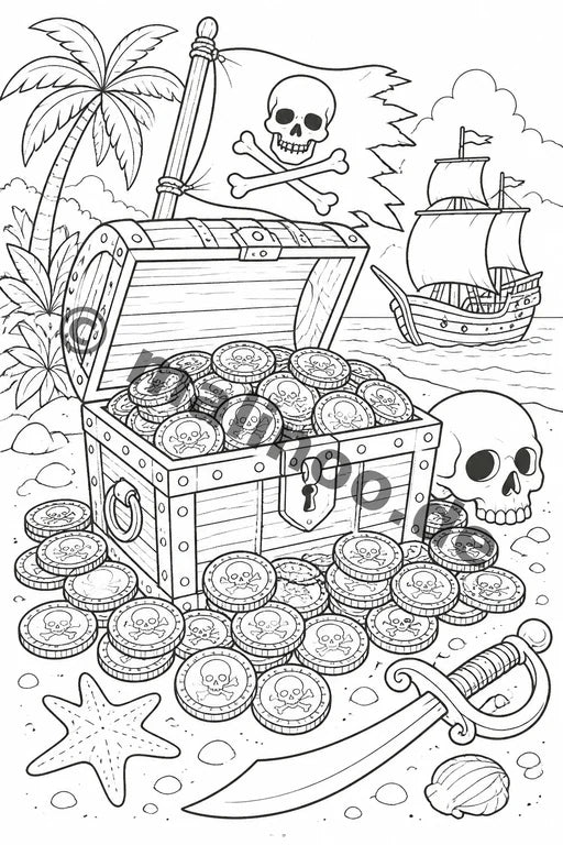 Piraten Malbuch 50 Ausmalbilder gedruckt+lose – Vorschaubild 7