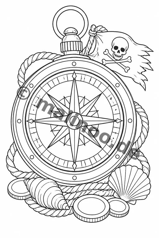 Piraten Malbuch 50 Ausmalbilder gedruckt+lose – Vorschaubild 8