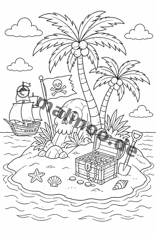 Piraten Malbuch 50 Ausmalbilder gedruckt+lose – Vorschaubild 9