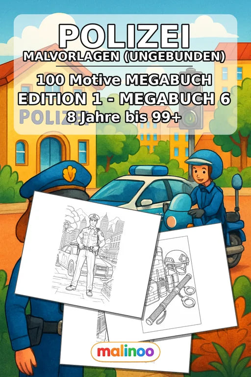 Polizei Malbuch 100 Ausmalbilder gedruckt+lose – Cover