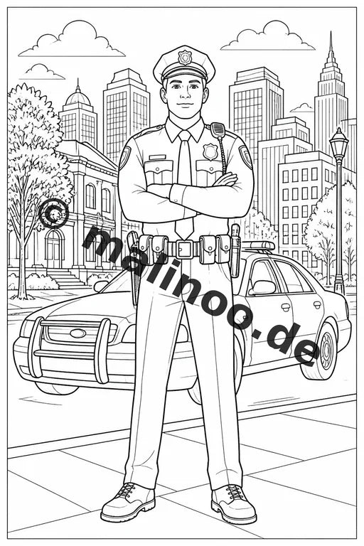 Polizei Malbuch 20 Ausmalbilder PDF Download digital – Vorschaubild 1
