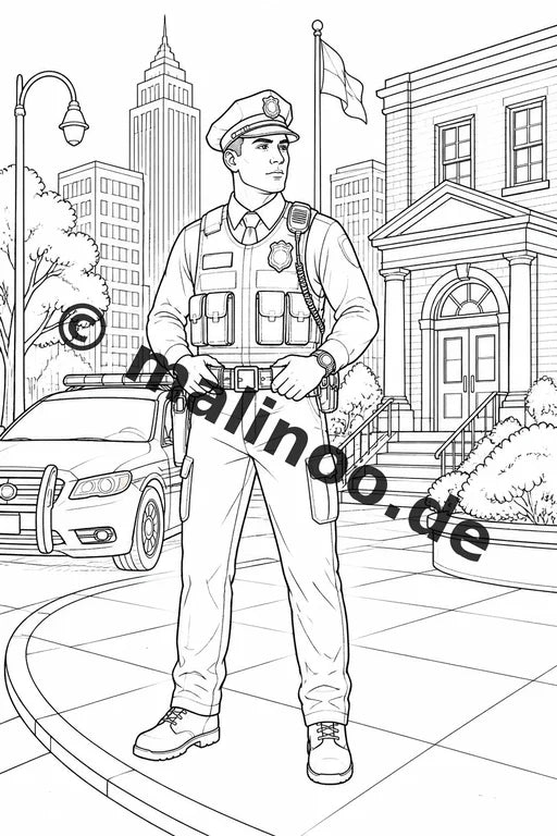 Polizei Malbuch 20 Ausmalbilder PDF Download digital – Vorschaubild 2