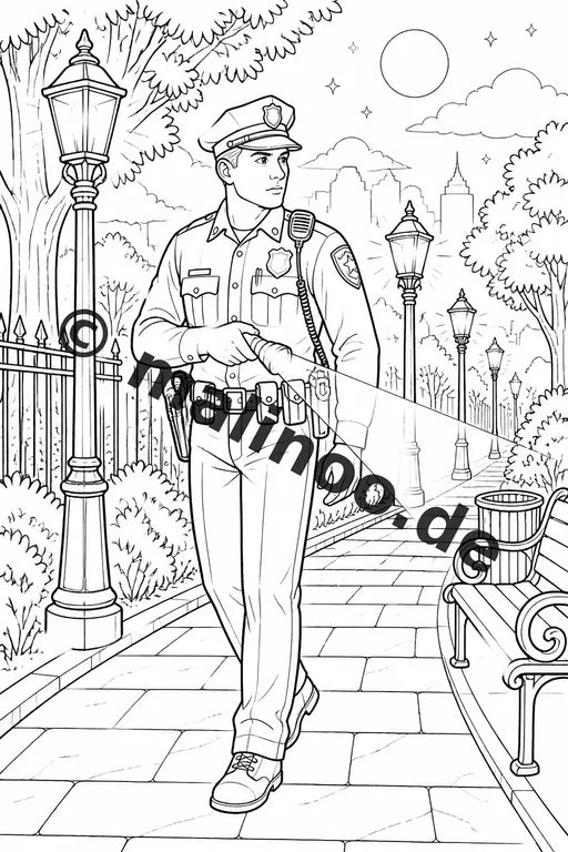 Polizei Malbuch 20 Ausmalbilder PDF Download digital – Vorschaubild 3