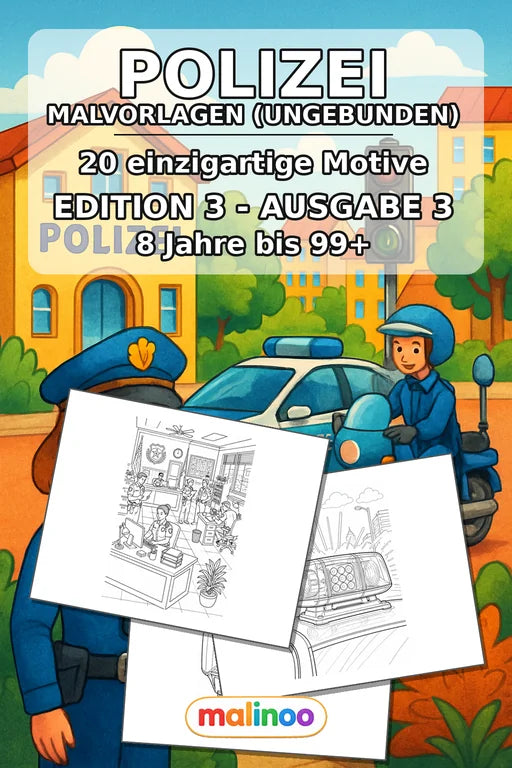 Polizei Malbuch 20 Ausmalbilder gedruckt+lose – Cover