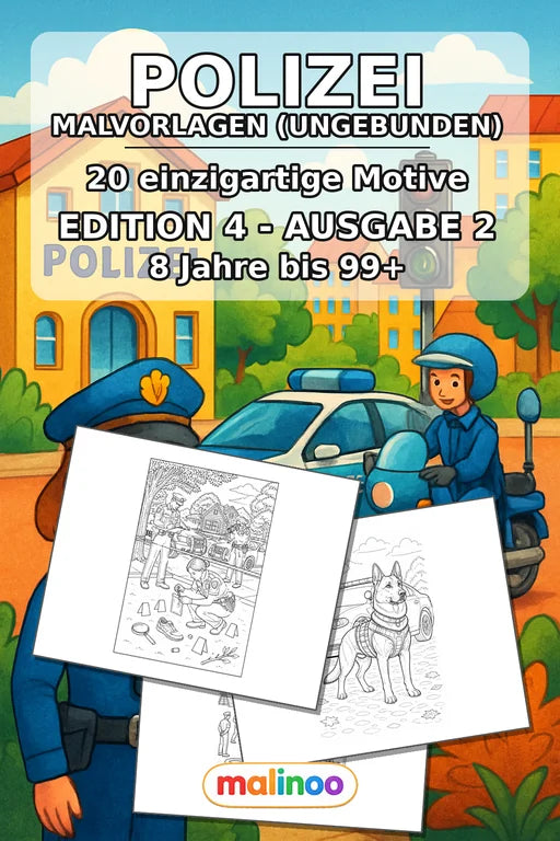 Polizei Malbuch 20 Ausmalbilder gedruckt+lose – Cover
