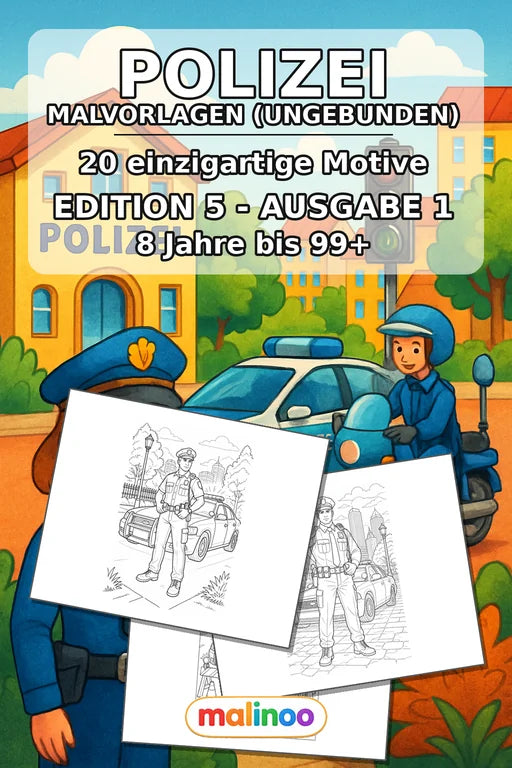 Polizei Malbuch 20 Ausmalbilder gedruckt+lose – Cover