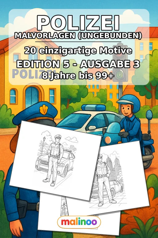 Polizei Malbuch 20 Ausmalbilder gedruckt+lose – Cover