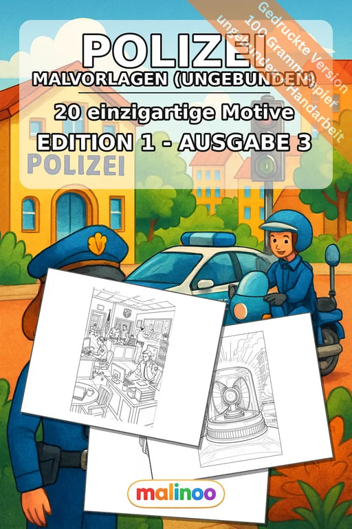 Polizei Malbuch 20 Ausmalbilder gedruckt, ungebunden – Cover