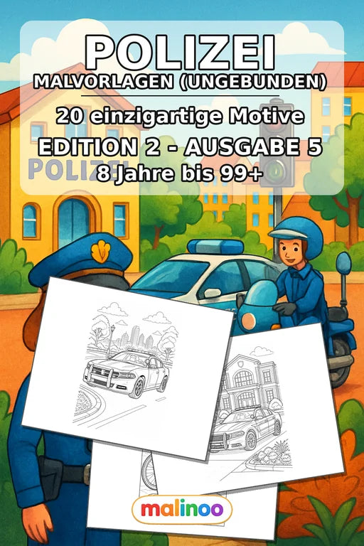 Polizei Malbuch 20 Ausmalbilder gedruckt, ungebunden – Cover