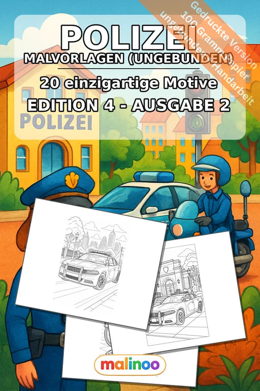 Polizei Malbuch 20 Ausmalbilder gedruckt, ungebunden – Cover
