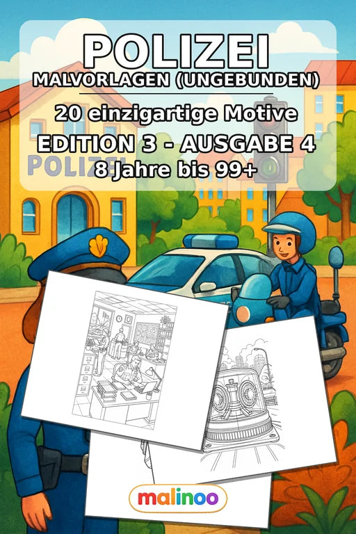 Polizei Malbuch 20 Ausmalbilder gedruckt+lose – Cover