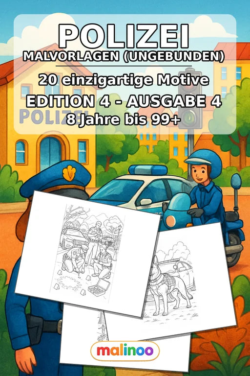 Polizei Malbuch 20 Ausmalbilder gedruckt+lose – Cover