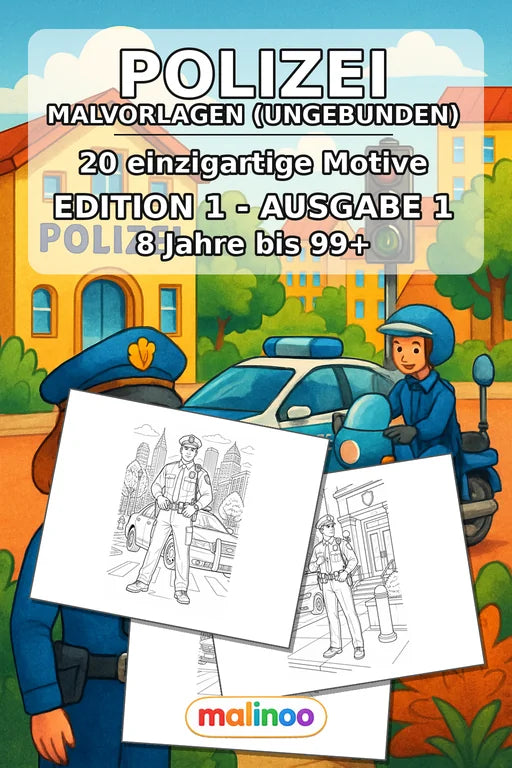 Polizei Malbuch 20 Ausmalbilder gedruckt+lose – Cover