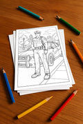 Polizei Malbuch 20 Ausmalbilder gedruckt+lose – Mockup-Ansicht