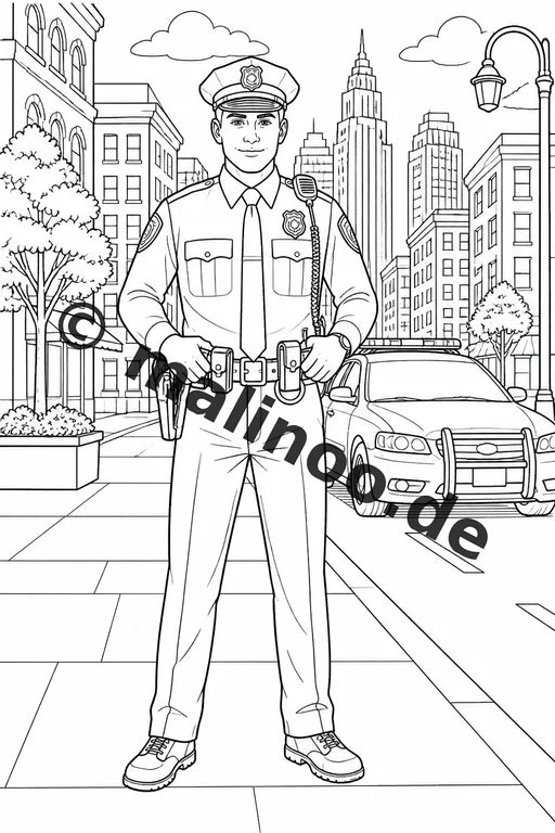 Polizei Malbuch 50 Ausmalbilder PDF Download digital – Vorschaubild 1