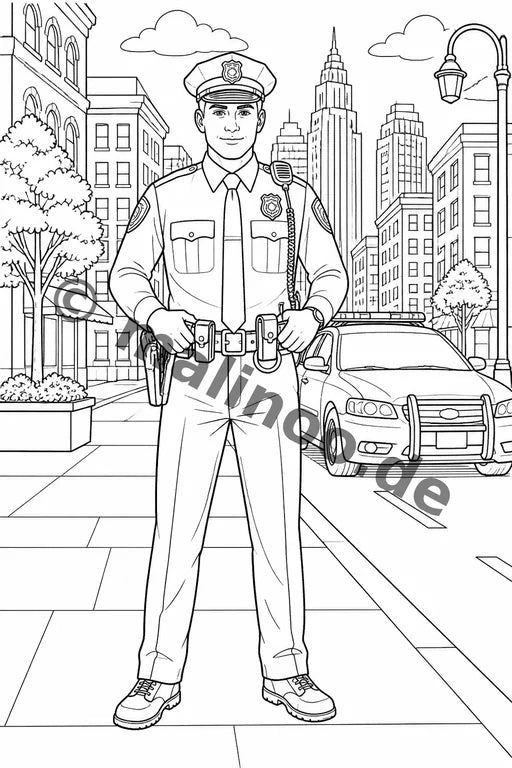 Polizei Malbuch 50 Ausmalbilder PDF Download – Vorschaubild 1