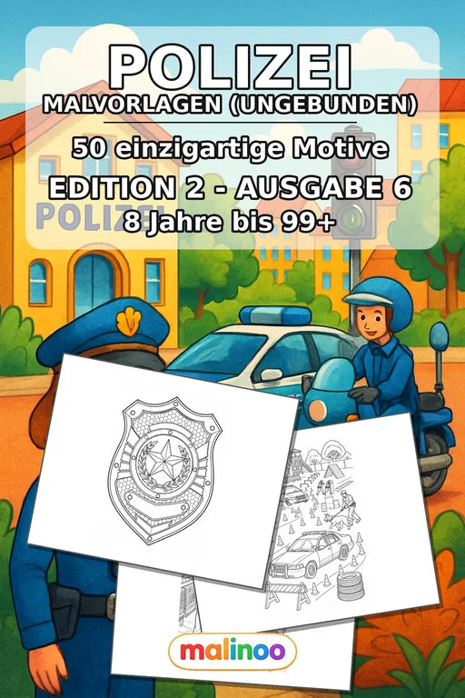 Polizei Malbuch 50 Ausmalbilder gedruckt, ungebunden – Cover