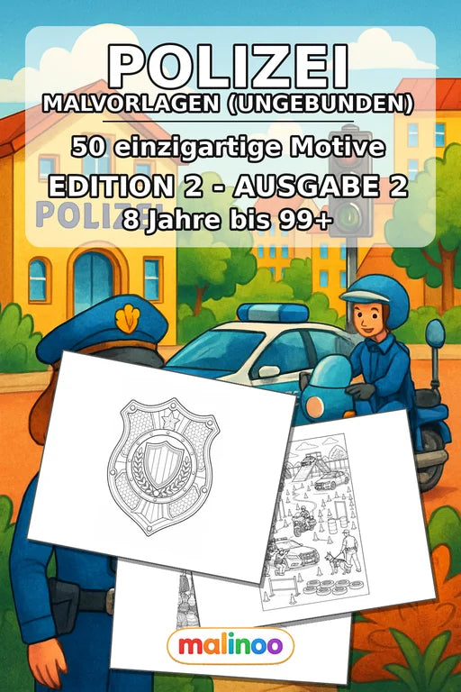 Polizei Malbuch 50 Ausmalbilder gedruckt, ungebunden – Cover