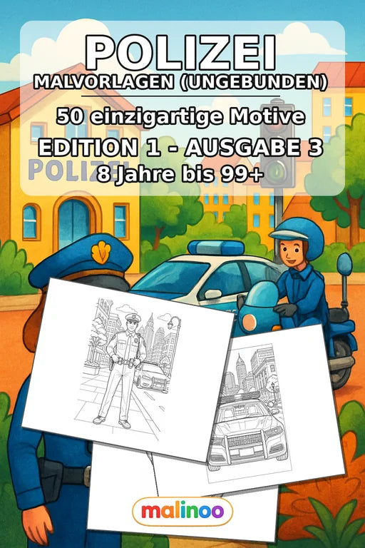 Polizei Malbuch 50 Ausmalbilder gedruckt+lose – Cover