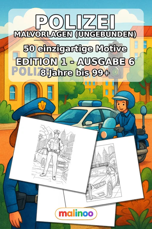 Polizei Malbuch 50 Ausmalbilder gedruckt+lose – Cover