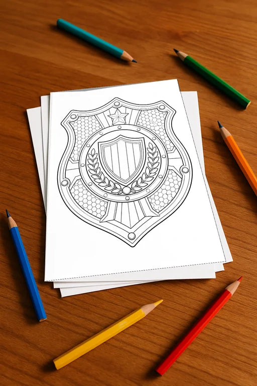 Polizei Malbuch 50 Ausmalbilder gedruckt+lose – Mockup-Ansicht