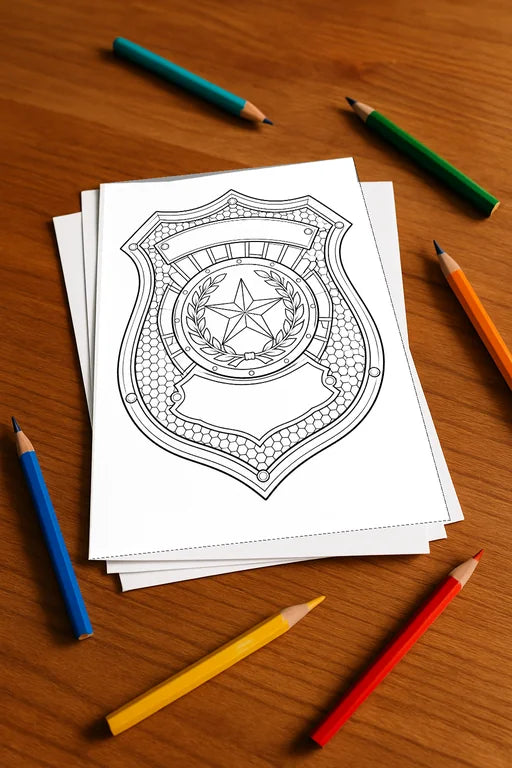 Polizei Malbuch 50 Ausmalbilder gedruckt+lose – Mockup-Ansicht