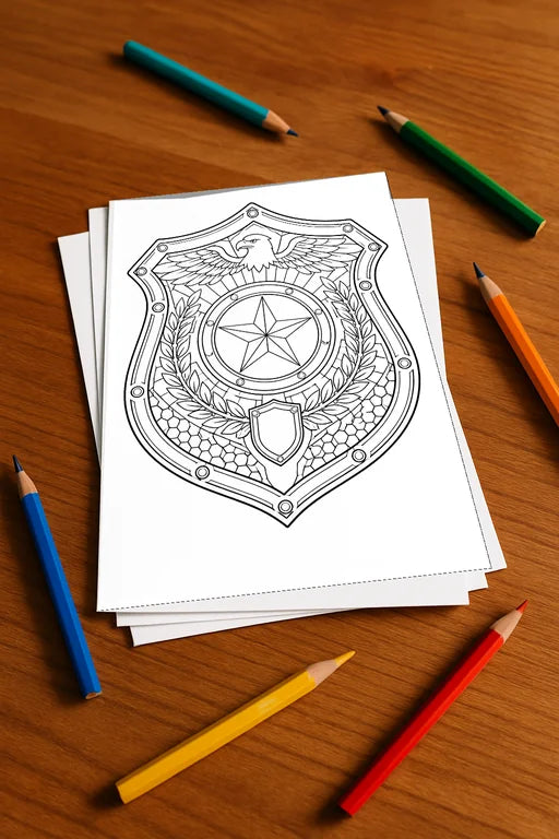 Polizei Malbuch 50 Ausmalbilder gedruckt, ungebunden – Mockup-Ansicht