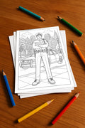 Polizei Malbuch 50 Ausmalbilder gedruckt+lose – Mockup-Ansicht