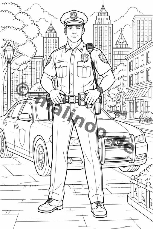 Polizei Malbuch 50 Ausmalbilder gedruckt+lose – Vorschaubild 1